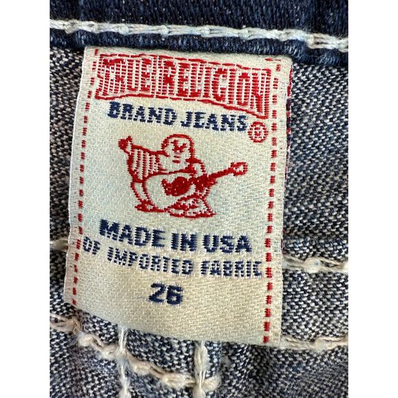 Y2K True Religion Rhinestone Big T Disco Joey Jeans – Size 26 – Flare Low Rise - Picture 13 of 15